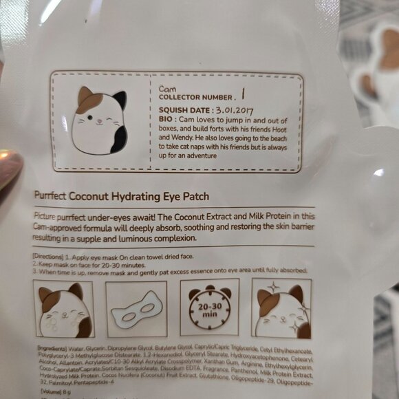 Tonymoly squashmallow Purrfect Coconut Hydrating Eye Patch Set Of 6 Radiant Skin - Picture 5 of 5